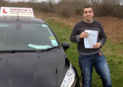 Luke Llandudno Junction with his driving test pass certificate