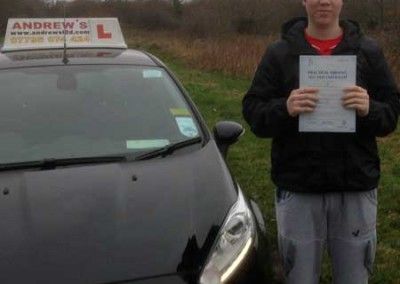 Joe with his driving lessons test pass