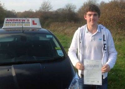 Steven had his driving test in Bangor after lessons around Deganwy