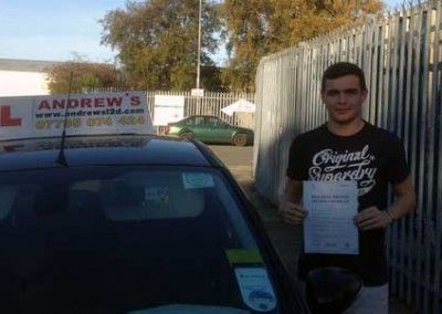 Liam passed driving test after lessons in Conwy