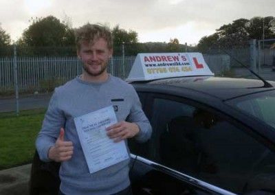 Huigh from Deganwy with his driving test papers