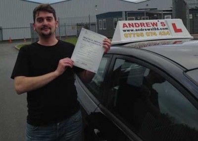 Pete reversed around a corner to pass his driving test in wales