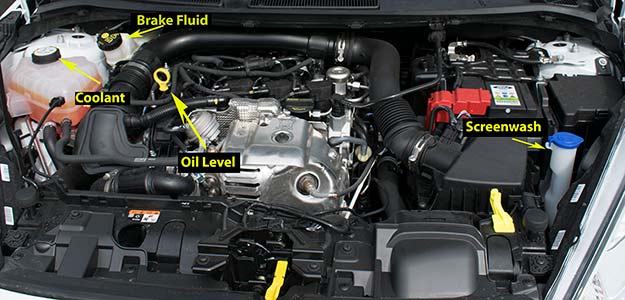 Ford Fiesta Engine picture for driving test show tell questions