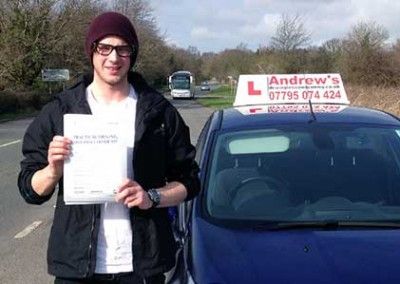 AJ with test pass after Old Colwyn driving lessons