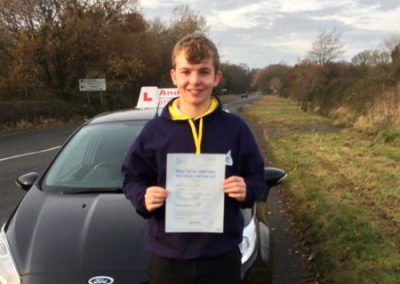 Aled after passing his driving test in North Wales