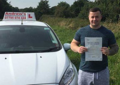 Ben Thomas from Glan Conwy passed driving test in Bangor North Wales