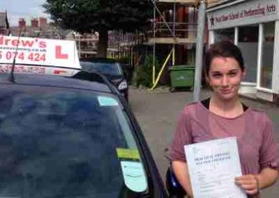 Driving Lessons in colwyn bay Katie in Rhyl with her test certificate