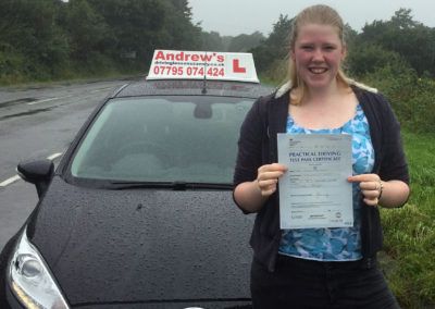 Jasmine passed her driving test in Bangor after Lessons in North Wales