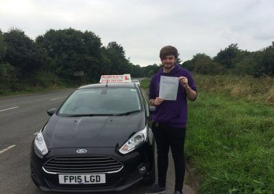 Kieran from Conwy after passiong driving test first time in Bangor North Wales