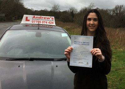 Leah from Llanrhos took her driving tuition in Deganwy