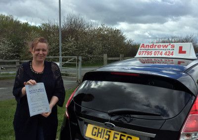 Kelly from Dolgarrog with pass certificate pictured in Abergele