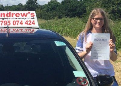 Shannon from Llandudno Junction North Wales with her driving test certificate