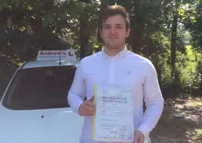 Luke outside the Dvsa driving test centre in Rhyl