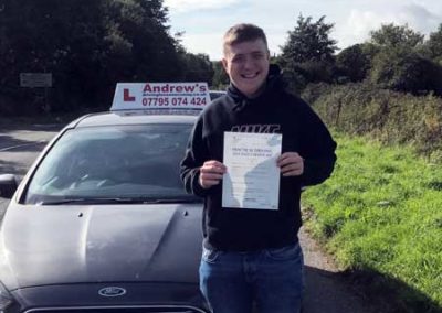 Bradley passed his driving test today.