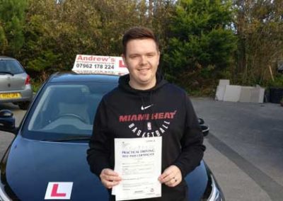 Mike after passing his driving test in Bangor