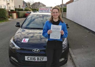 Victoria with her certificate from DVSA