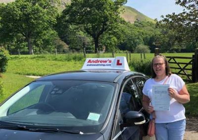 Jenny after her driving test in North Wales.