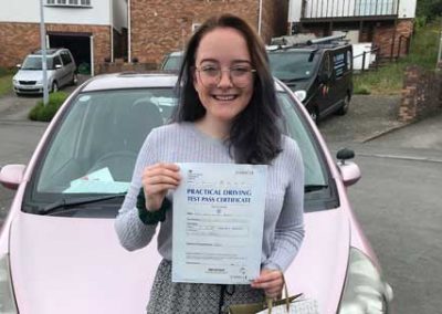 Holly passed her driving test in Bangor.