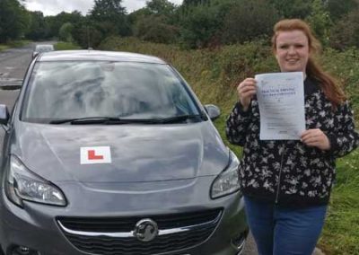 Heather in Bangor after passing the driving test.