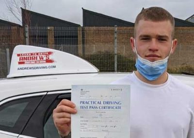 Aaron with his driving test car