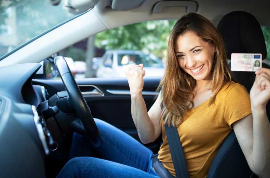 Girl passing a driving test