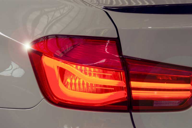 a close up of a rear fog light