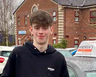 Lewis Geddes from Mold at the driving test centre