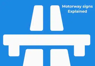 A blue motorway sign banner