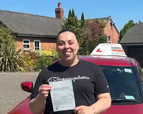 A new driver with a driving school car