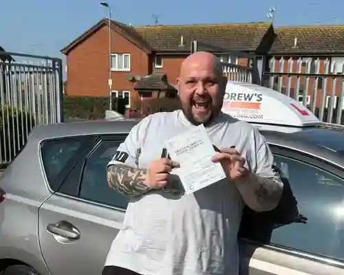 A learner from Prestatyn at the Rhyl Driving Test Centre