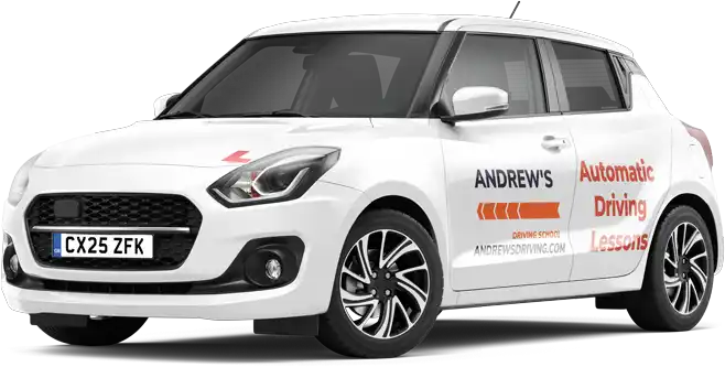 Automatic Driving Barnsley White Suzuki Swift Sign written for Automatic lessons