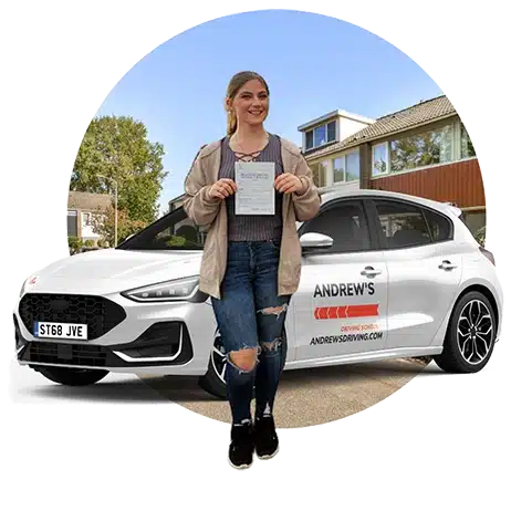 a very happy  Young Lady pictured after passing her driving test