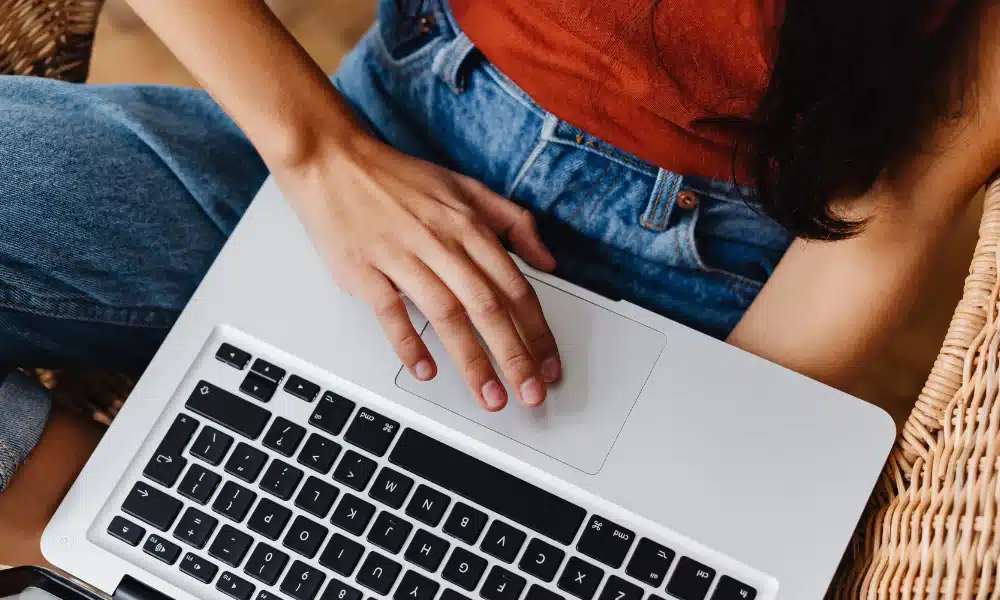 Booking a driving test on a laptop