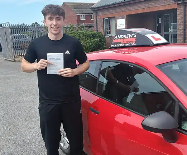 Max Syson passed his driving test in Rhyl Driving Test Centre  with John Alderton from Andrew’s Driving School